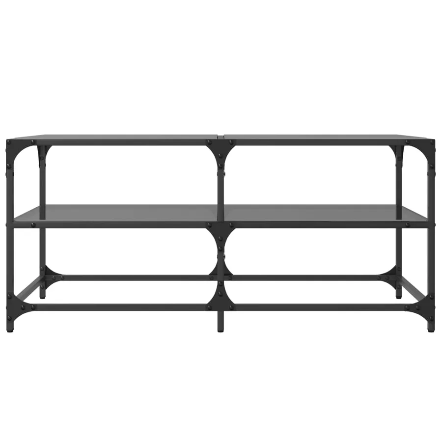 Table basse avec dessus en verre noir 98,5x50x45 cm acier - 4