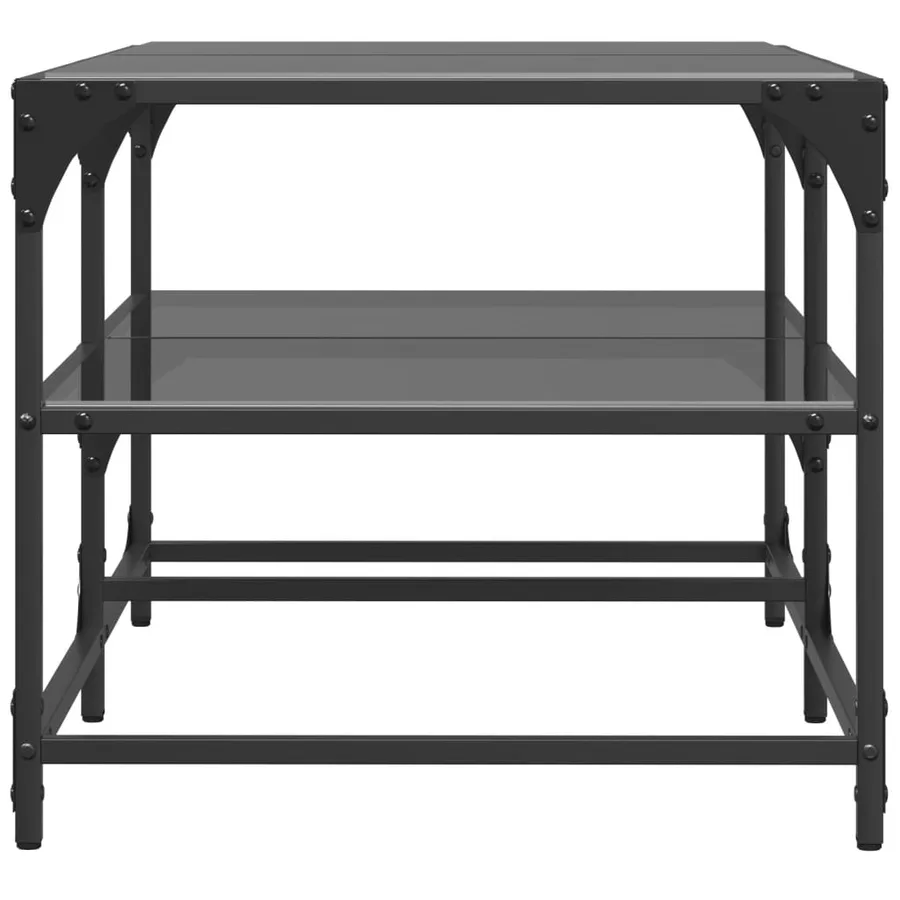 Table basse avec dessus en verre noir 98,5x50x45 cm acier - 5