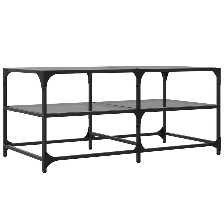 Table basse avec dessus en verre noir 98,5x50x45 cm acier - 6