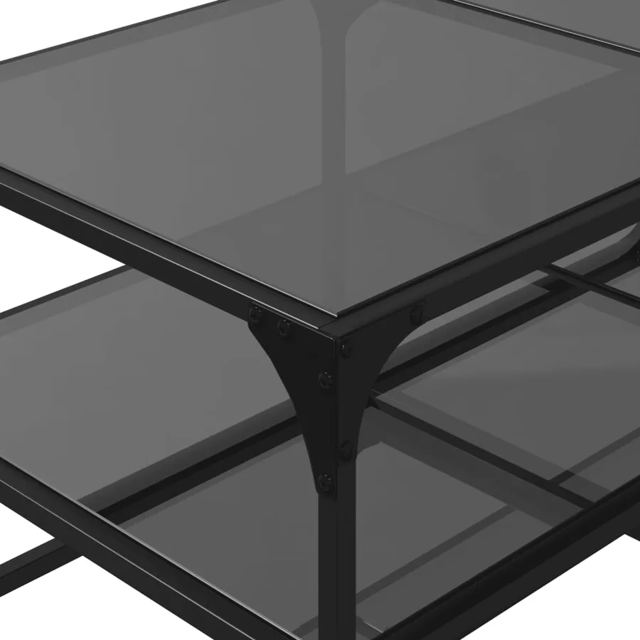 Table basse avec dessus en verre noir 98,5x50x45 cm acier - 8
