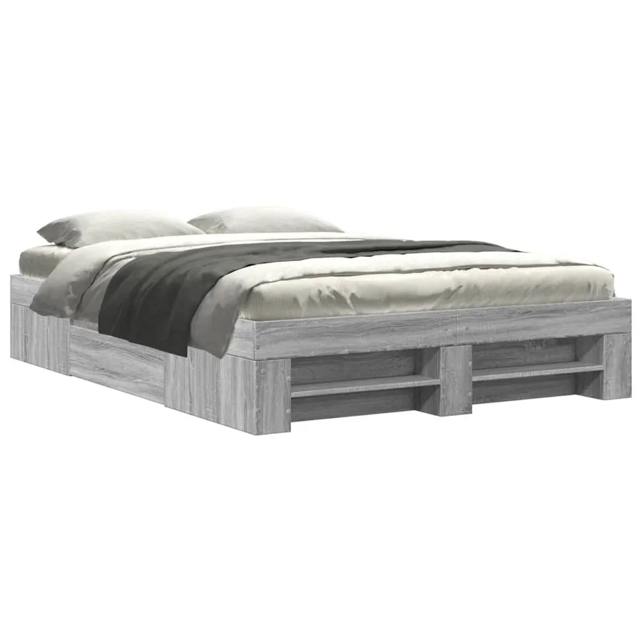 Cadre de lit sans matelas sonoma gris 135x190 cm - 2