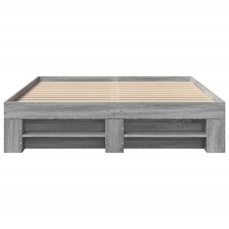 Cadre de lit sans matelas sonoma gris 135x190 cm - 5