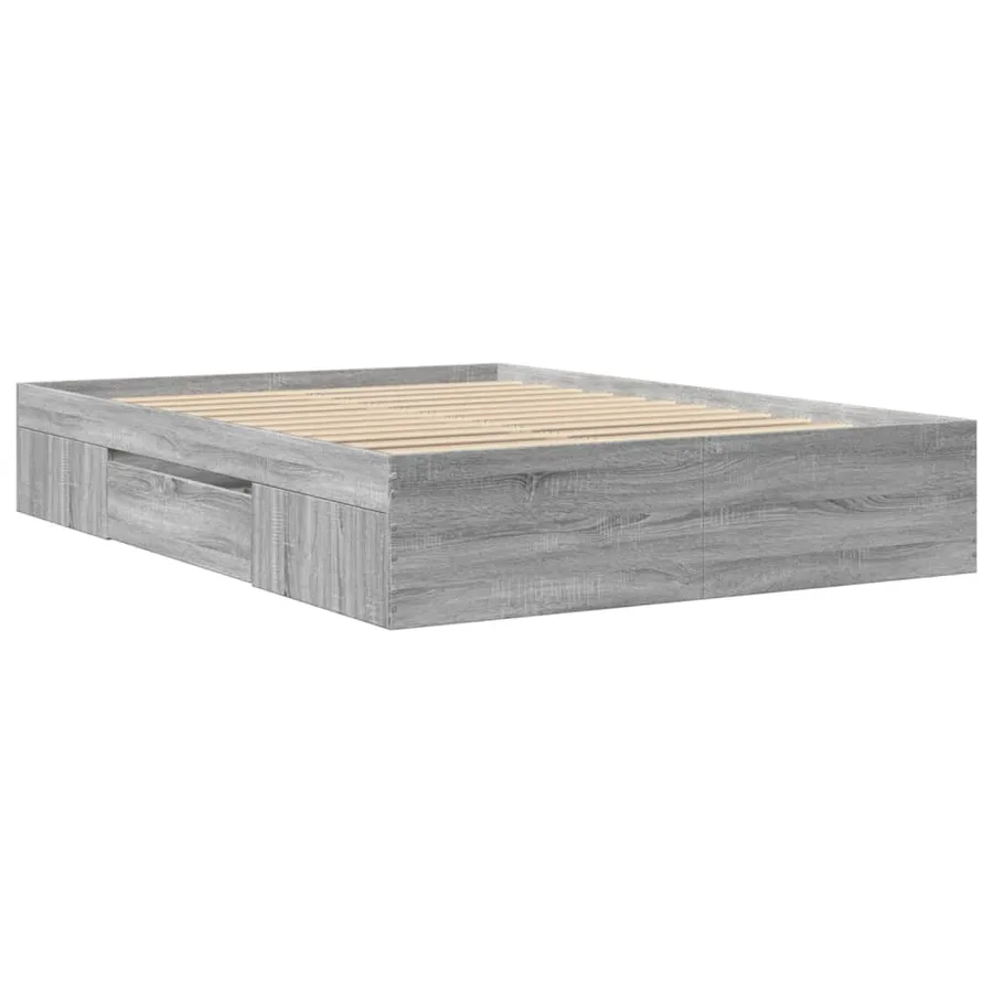 Cadre de lit sans matelas sonoma gris 135x190 cm - 7