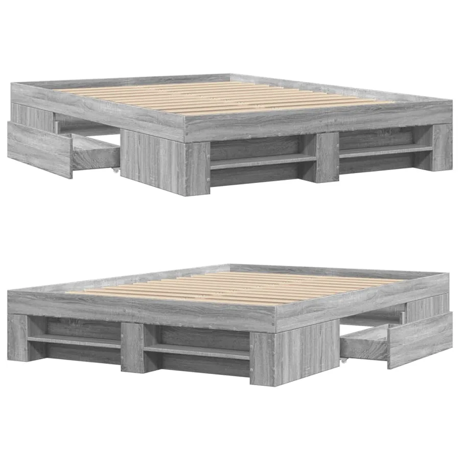 Cadre de lit sans matelas sonoma gris 135x190 cm - 8