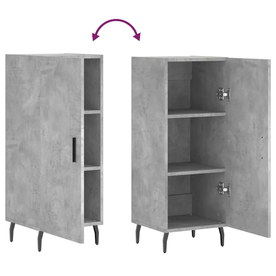 Buffet Gris béton 34,5x34x90 cm Bois d'ingénierie - 9