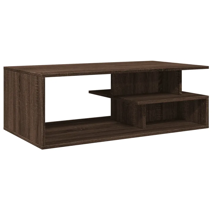 Table basse chêne marron 102x55x35 cm bois d'ingénierie - 2
