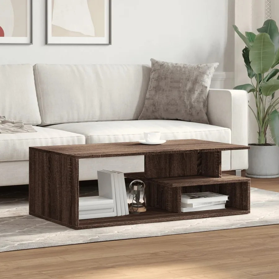 Table basse chêne marron 102x55x35 cm bois d'ingénierie - 3