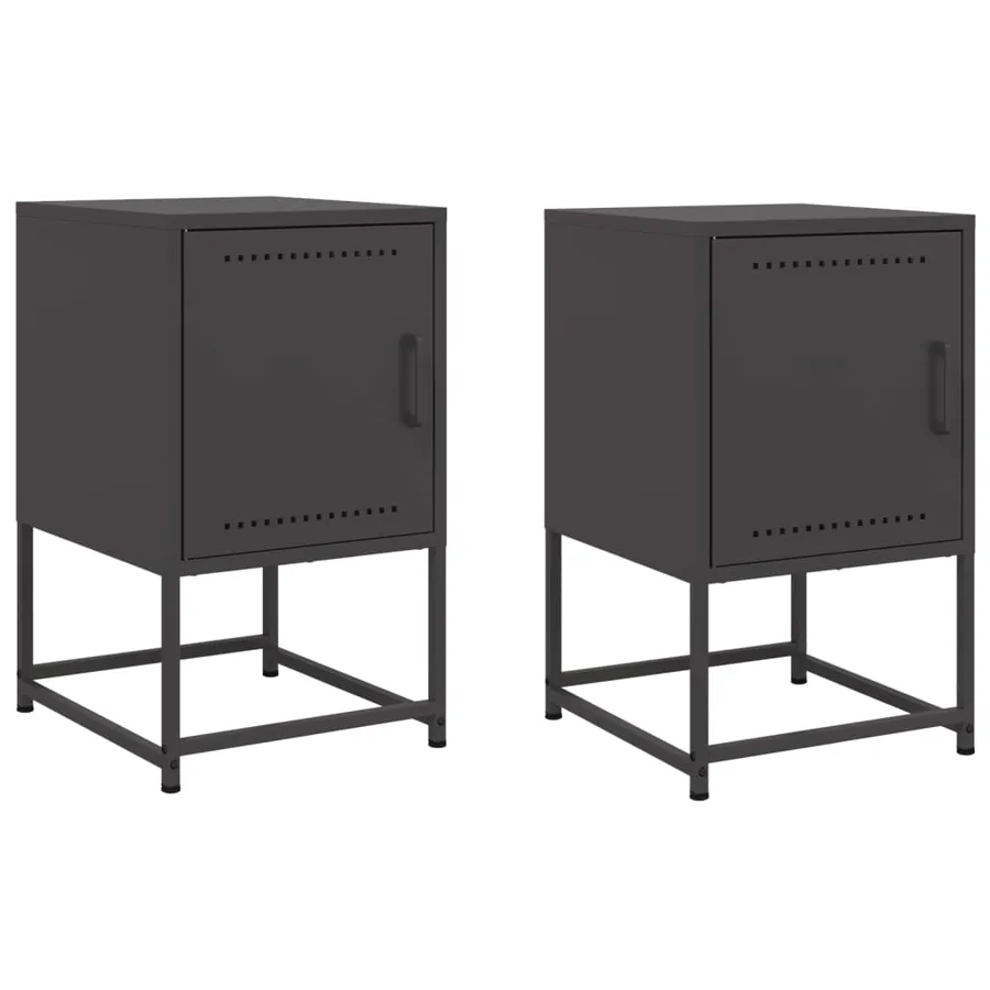 Tables de chevet 2 pcs noir 36x39x60,5 cm acier - 2