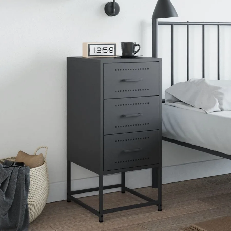 Table de chevet anthracite 36x39x78 cm acier - 3