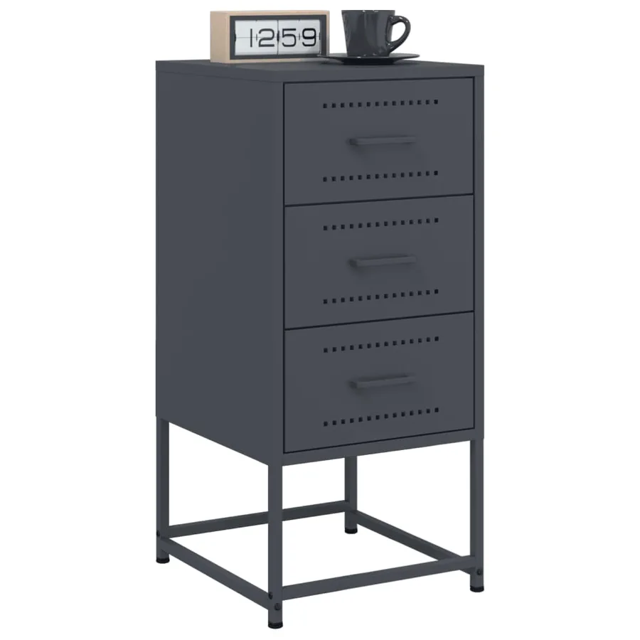 Table de chevet anthracite 36x39x78 cm acier - 4
