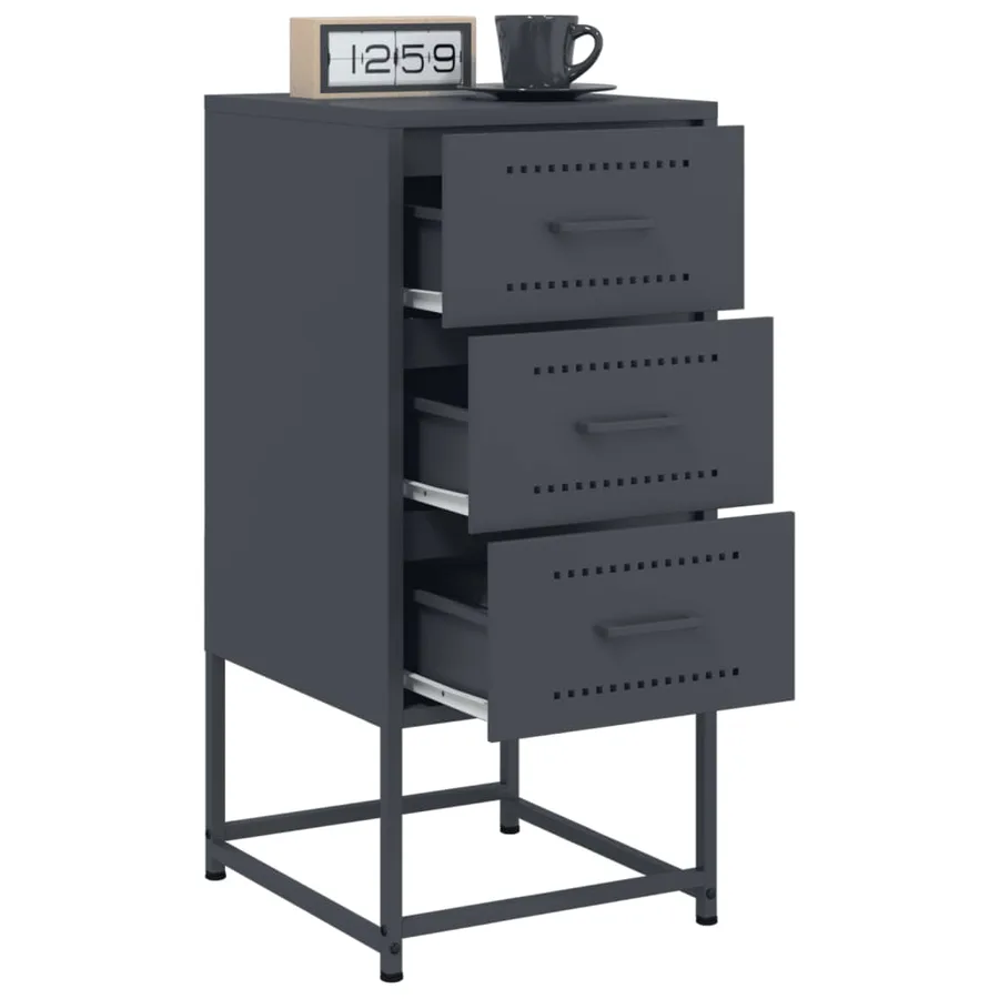 Table de chevet anthracite 36x39x78 cm acier - 5