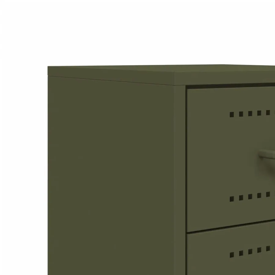 Table de chevet vert olive 36x39x60,5 cm acier - 10