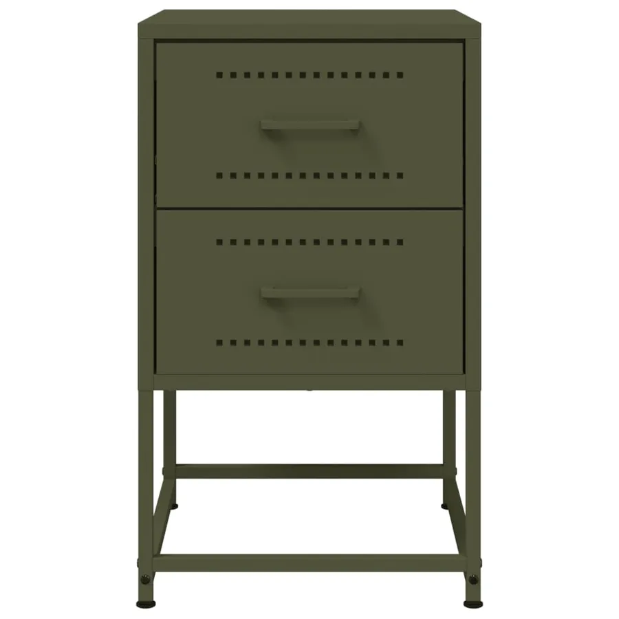 Table de chevet vert olive 36x39x60,5 cm acier - 6