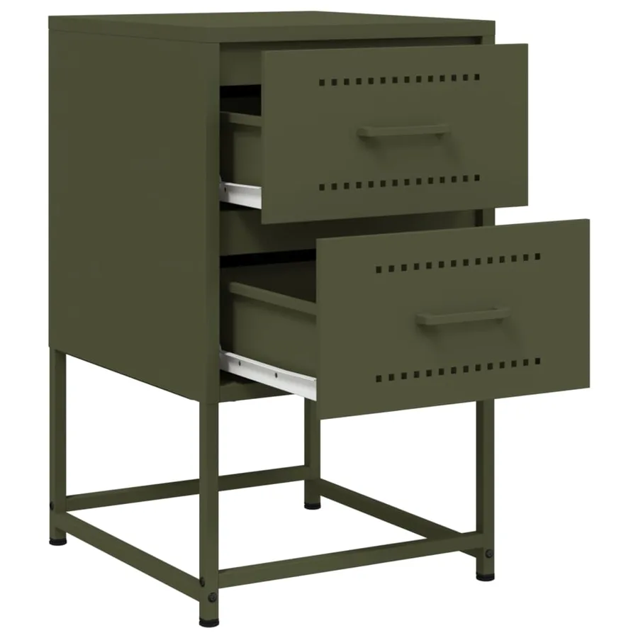 Table de chevet vert olive 36x39x60,5 cm acier - 9