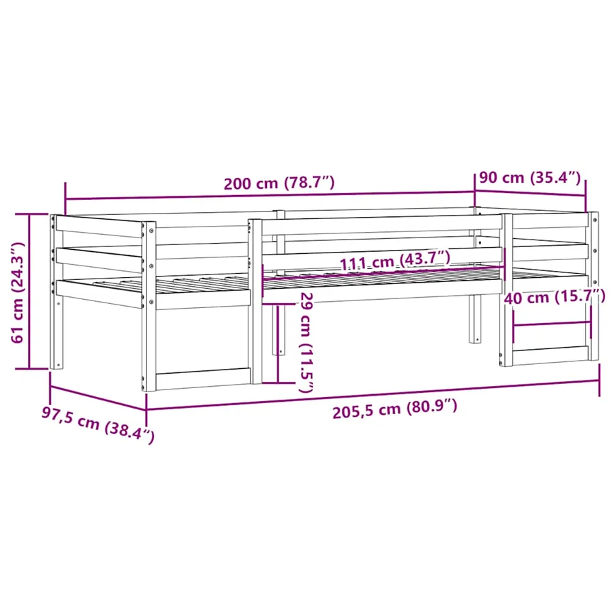 Cadre de lit pour enfants sans matelas cire marron 90x200 cm - 11