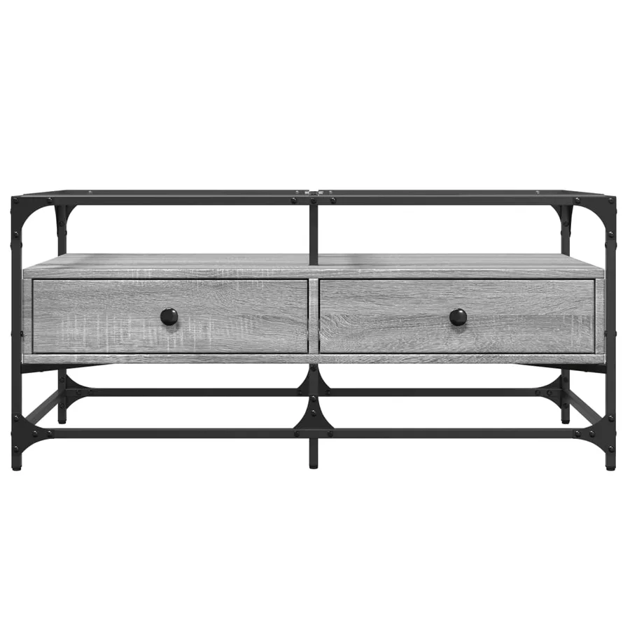 Table basse avec dessus en verre sonoma gris 98,5x50x45cm acier - 4