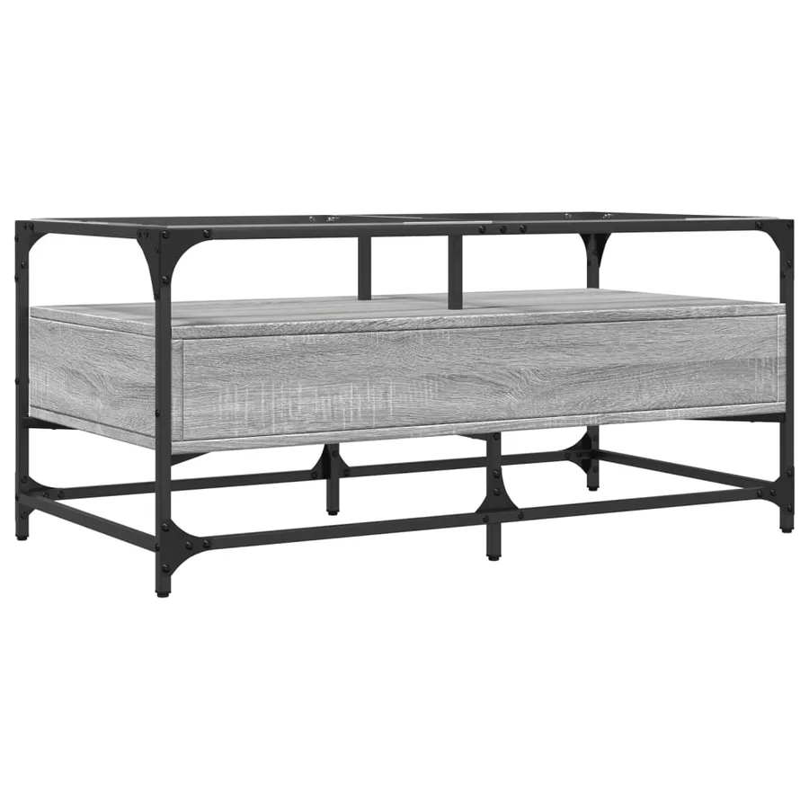 Table basse avec dessus en verre sonoma gris 98,5x50x45cm acier - 6