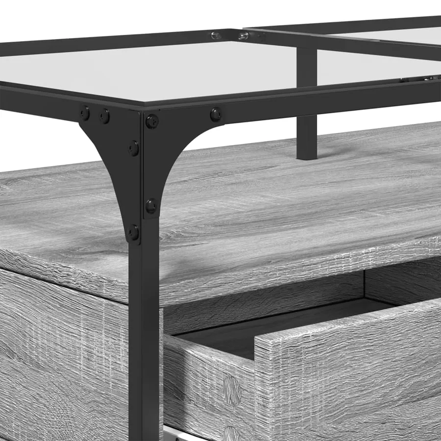 Table basse avec dessus en verre sonoma gris 98,5x50x45cm acier - 8