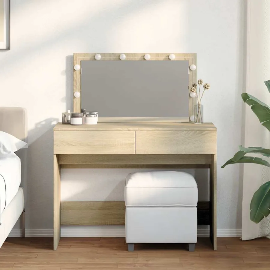 Coiffeuse avec LED chêne sonoma 100x40x120 cm