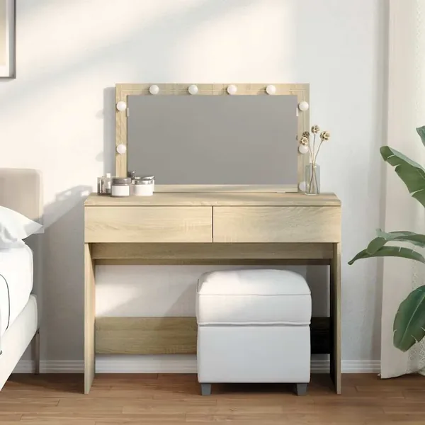 Coiffeuse avec LED chêne sonoma 100x40x120 cm