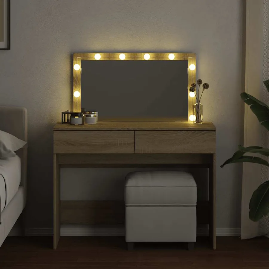 Coiffeuse avec LED chêne sonoma 100x40x120 cm - 3