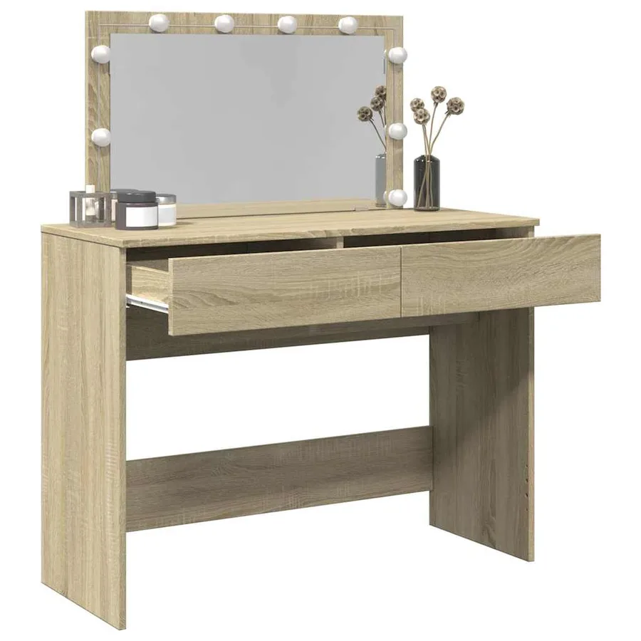 Coiffeuse avec LED chêne sonoma 100x40x120 cm - 4