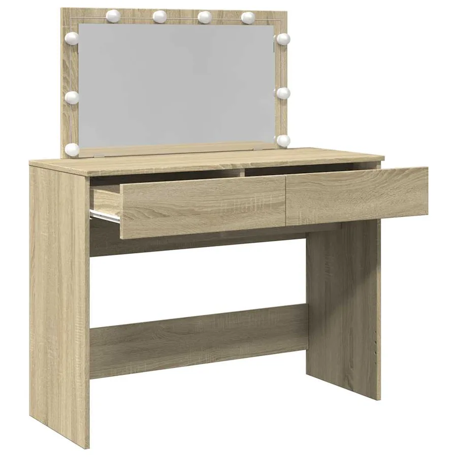 Coiffeuse avec LED chêne sonoma 100x40x120 cm - 9