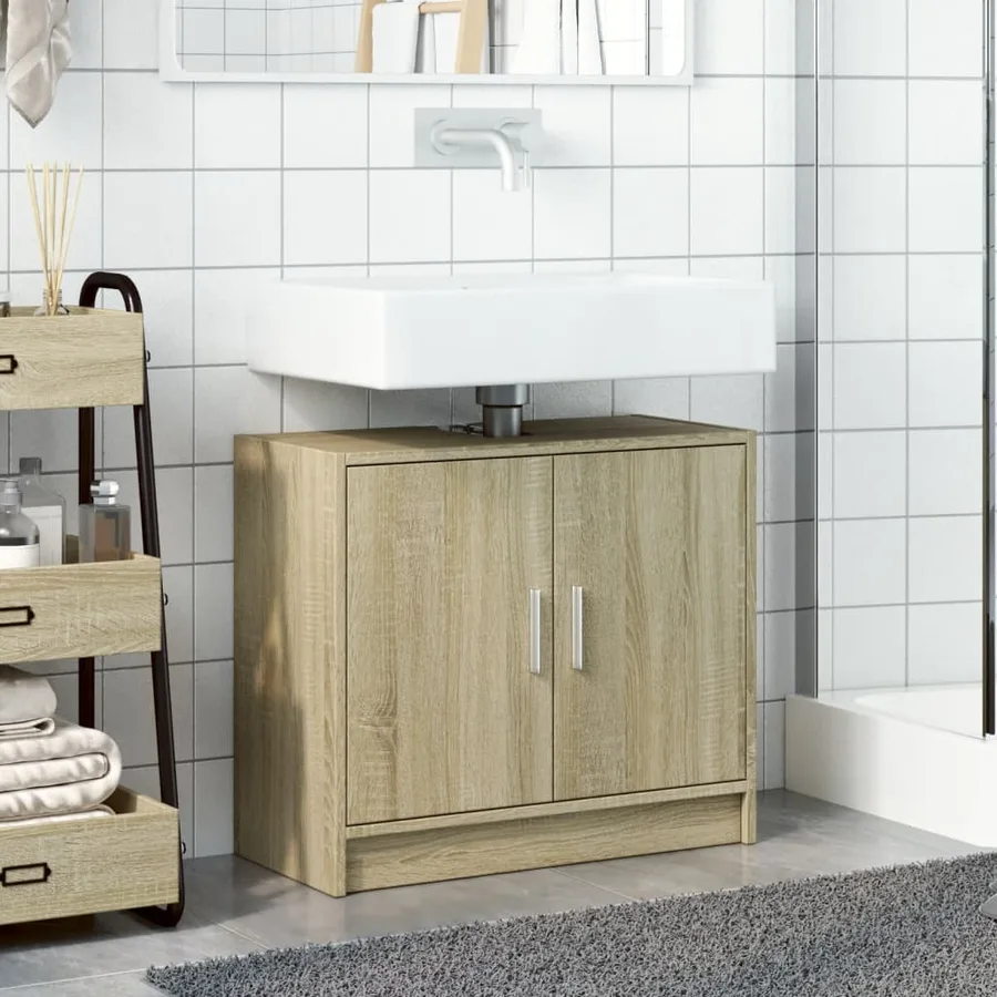 Armoire d'évier chêne sonoma 63x29x55 cm bois d'ingénierie - 3