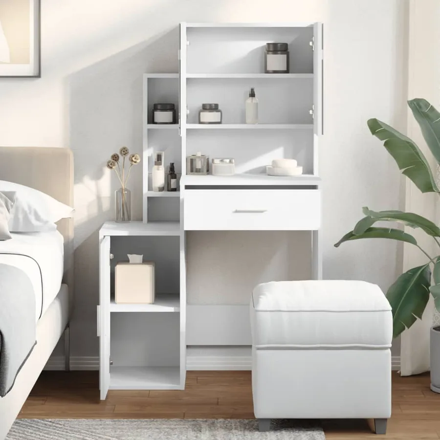 Coiffeuse avec armoire blanc 80x35x132 cm - 3