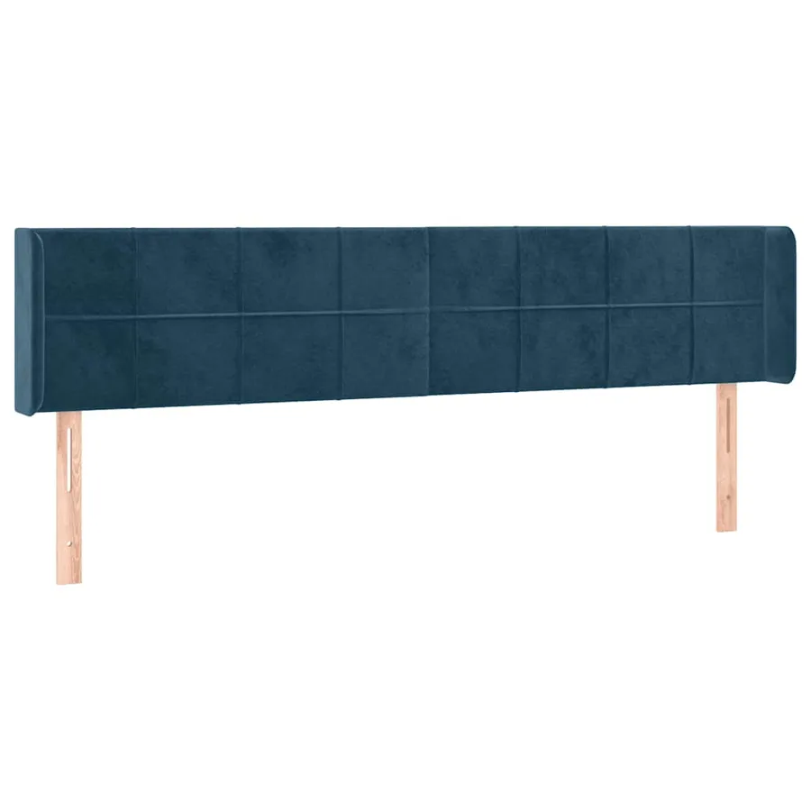 Tête de lit avec oreilles Bleu foncé 183x16x78/88 cm Velours - 2