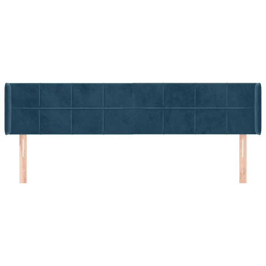Tête de lit avec oreilles Bleu foncé 183x16x78/88 cm Velours - 3