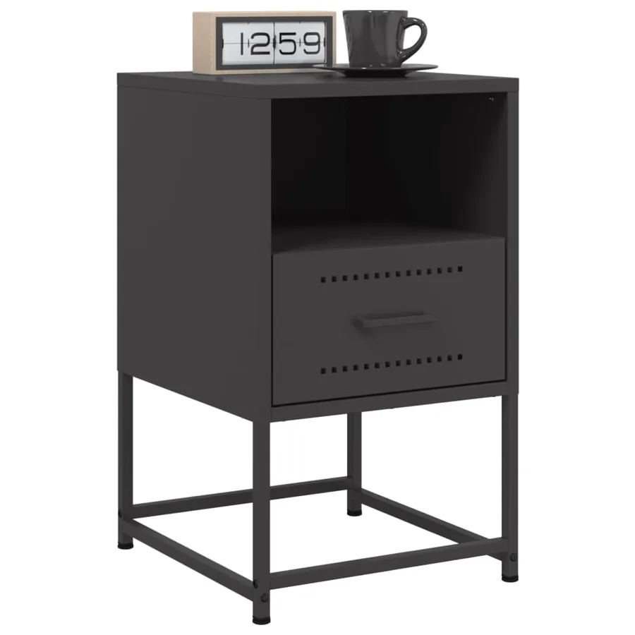 Table de chevet noir 36x39x60,5 cm acier - 4