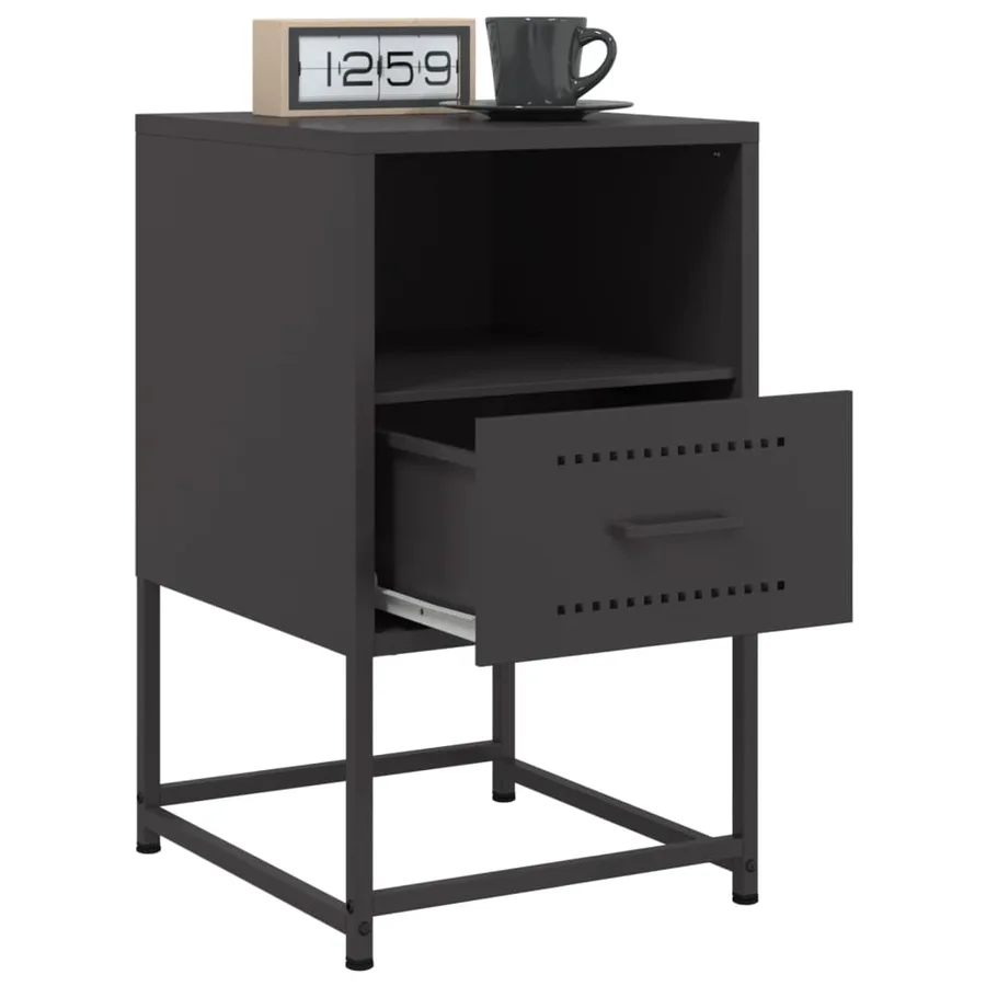 Table de chevet noir 36x39x60,5 cm acier - 5