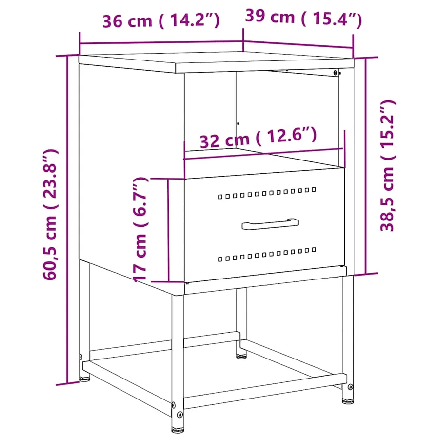 Tables de chevet 2 pcs vert olive 36x39x60,5 cm acier - 12