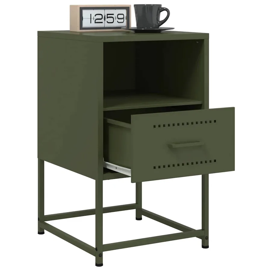 Tables de chevet 2 pcs vert olive 36x39x60,5 cm acier - 4