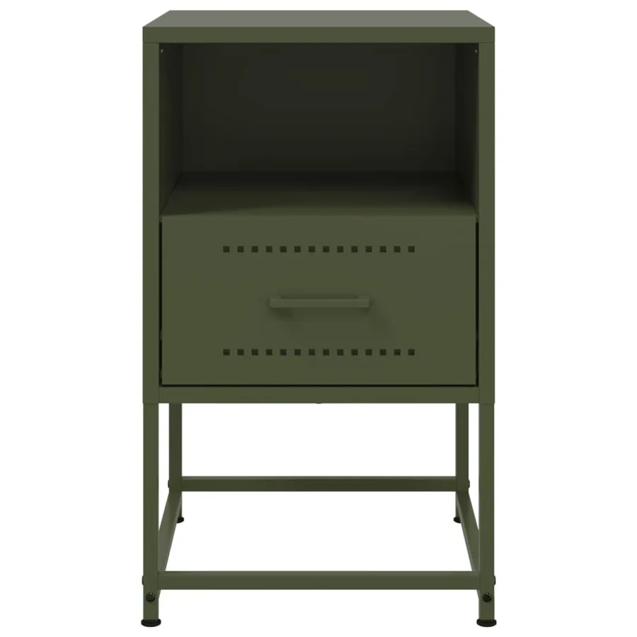 Tables de chevet 2 pcs vert olive 36x39x60,5 cm acier - 5