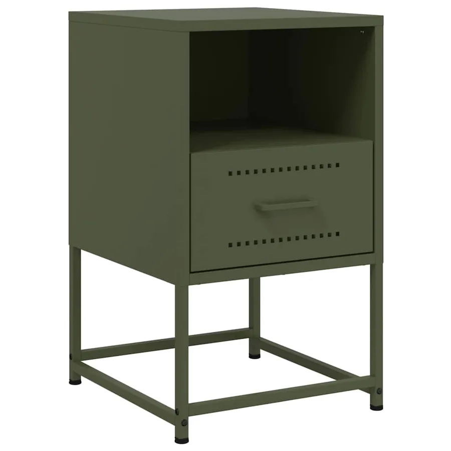 Tables de chevet 2 pcs vert olive 36x39x60,5 cm acier - 6