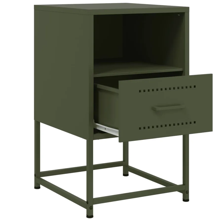 Tables de chevet 2 pcs vert olive 36x39x60,5 cm acier - 9