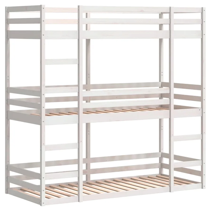 Lit superposé triple sans matelas 90x190 cm bois de pin massif - 3