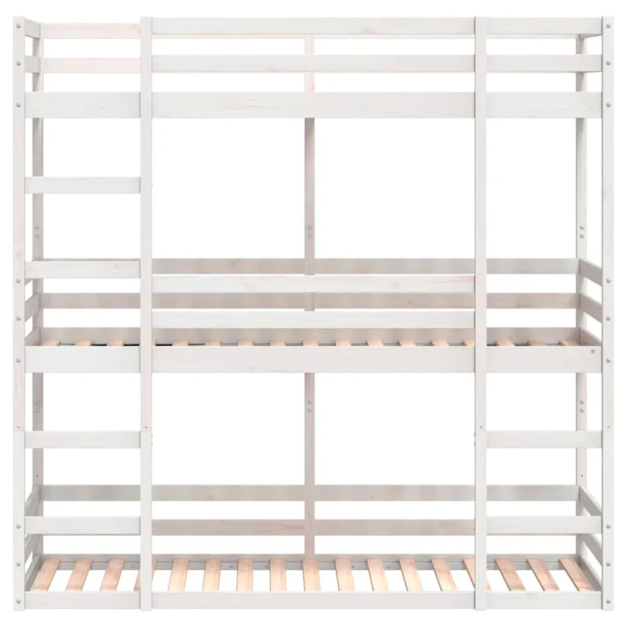 Lit superposé triple sans matelas 90x190 cm bois de pin massif - 5