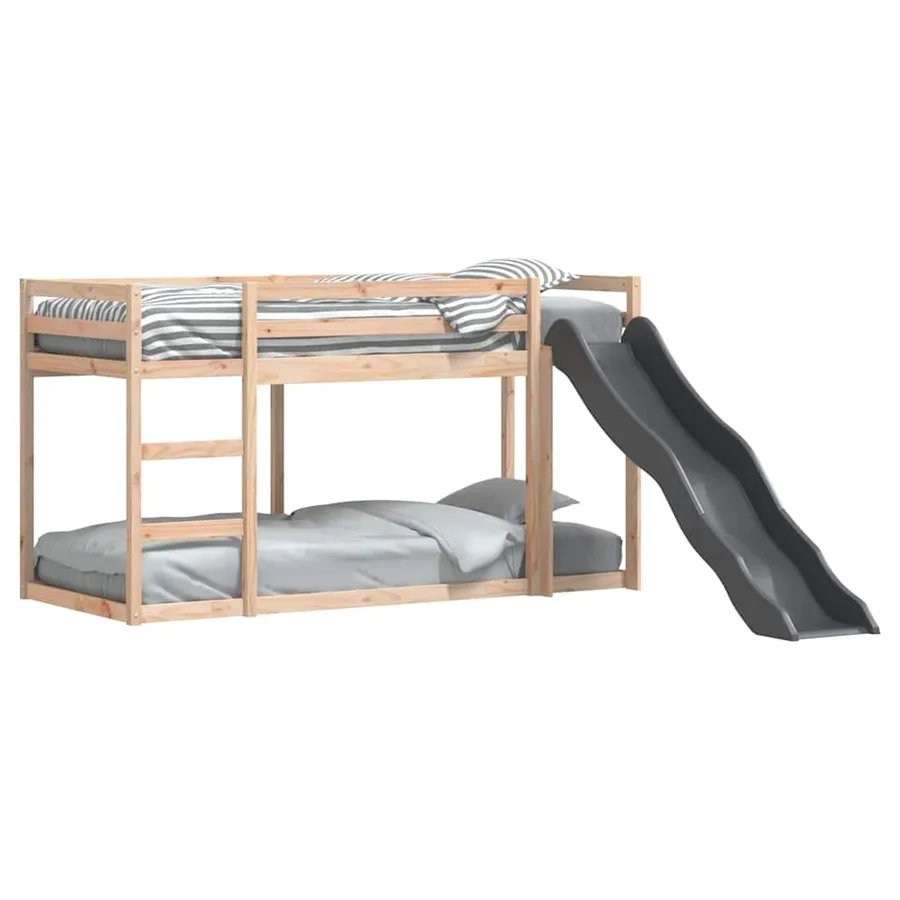 Lit superposé avec toboggan et échelle sans matelas 80x200 cm - 3