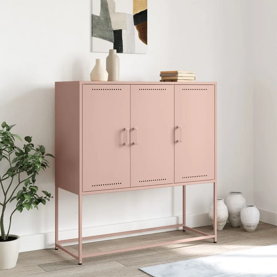 Buffet haut rose 100,5x39x107 cm acier - 3