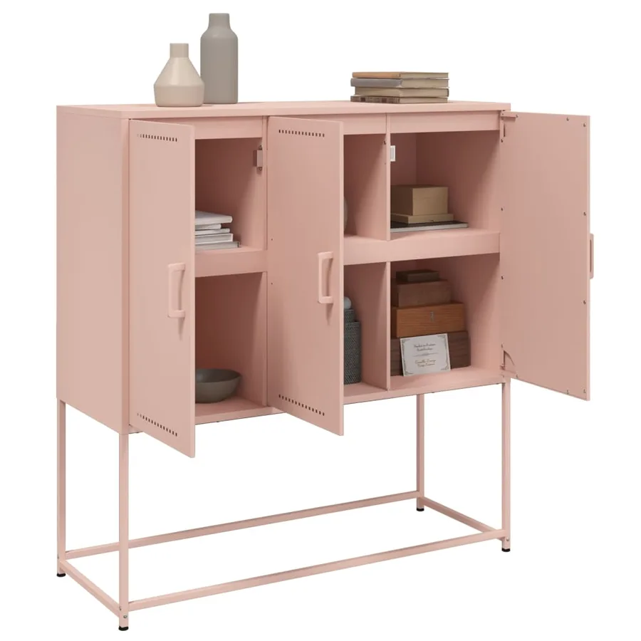 Buffet haut rose 100,5x39x107 cm acier - 4