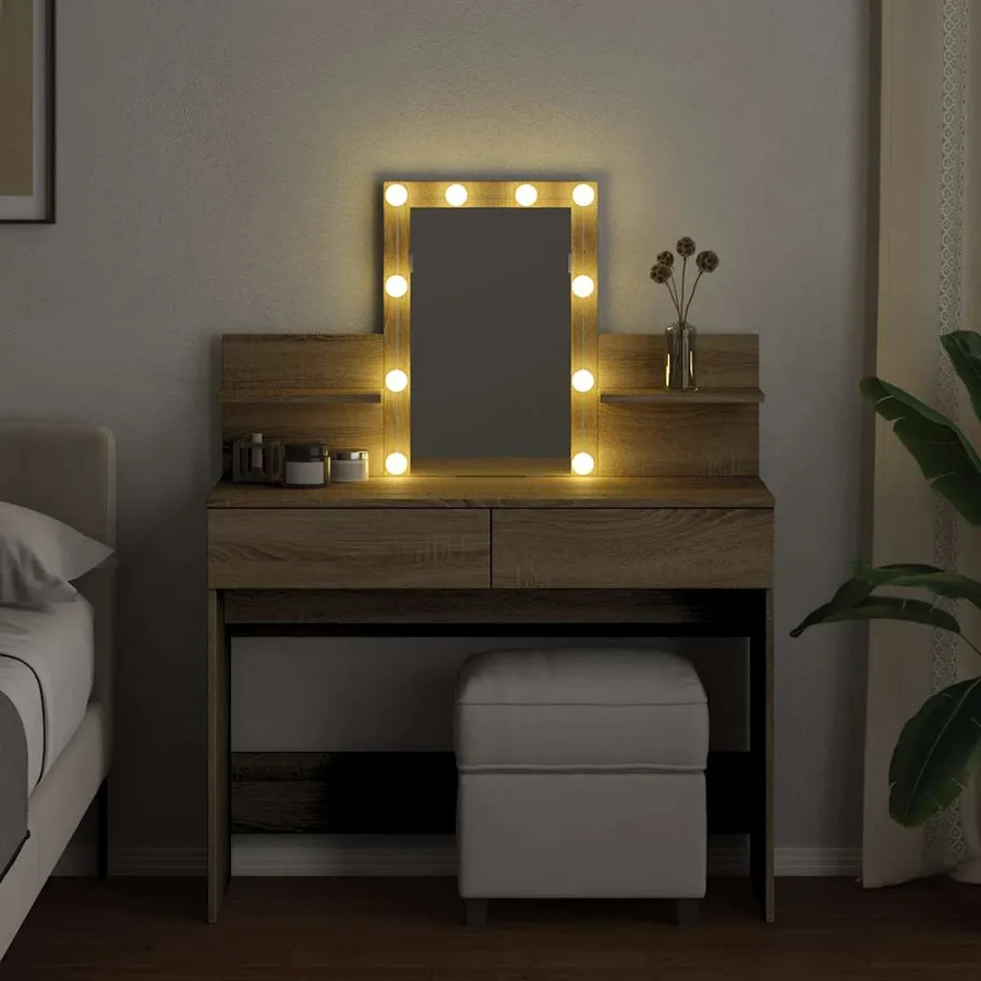 Coiffeuse avec LED chêne sonoma 100x40x130 cm - 3