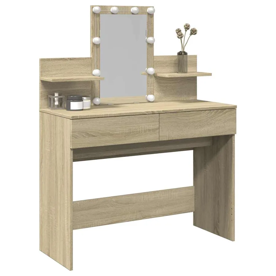 Coiffeuse avec LED chêne sonoma 100x40x130 cm - 4