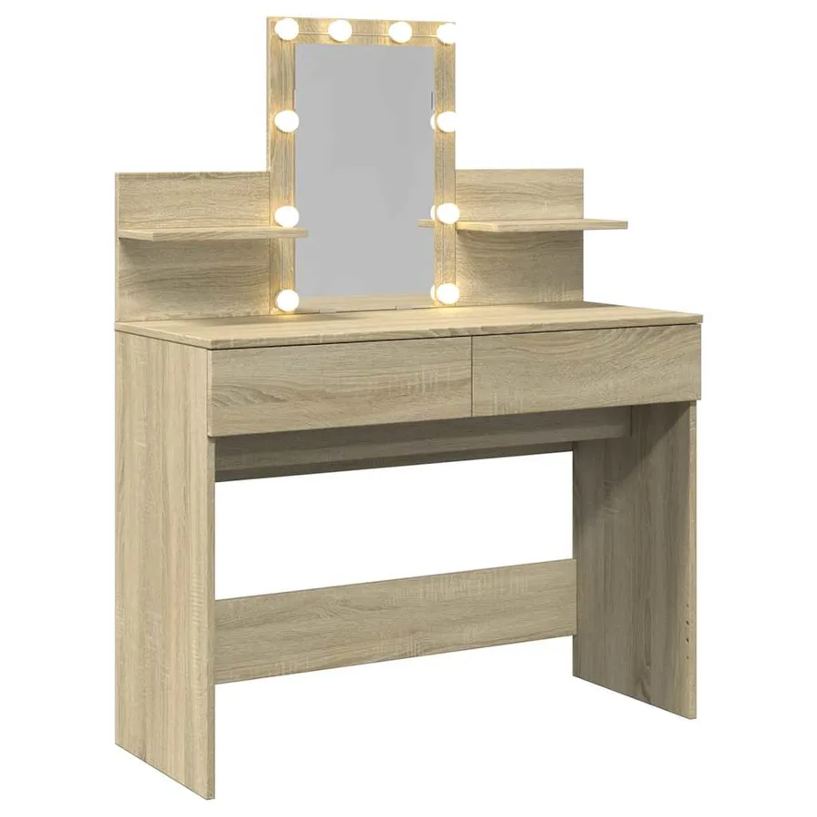 Coiffeuse avec LED chêne sonoma 100x40x130 cm - 8