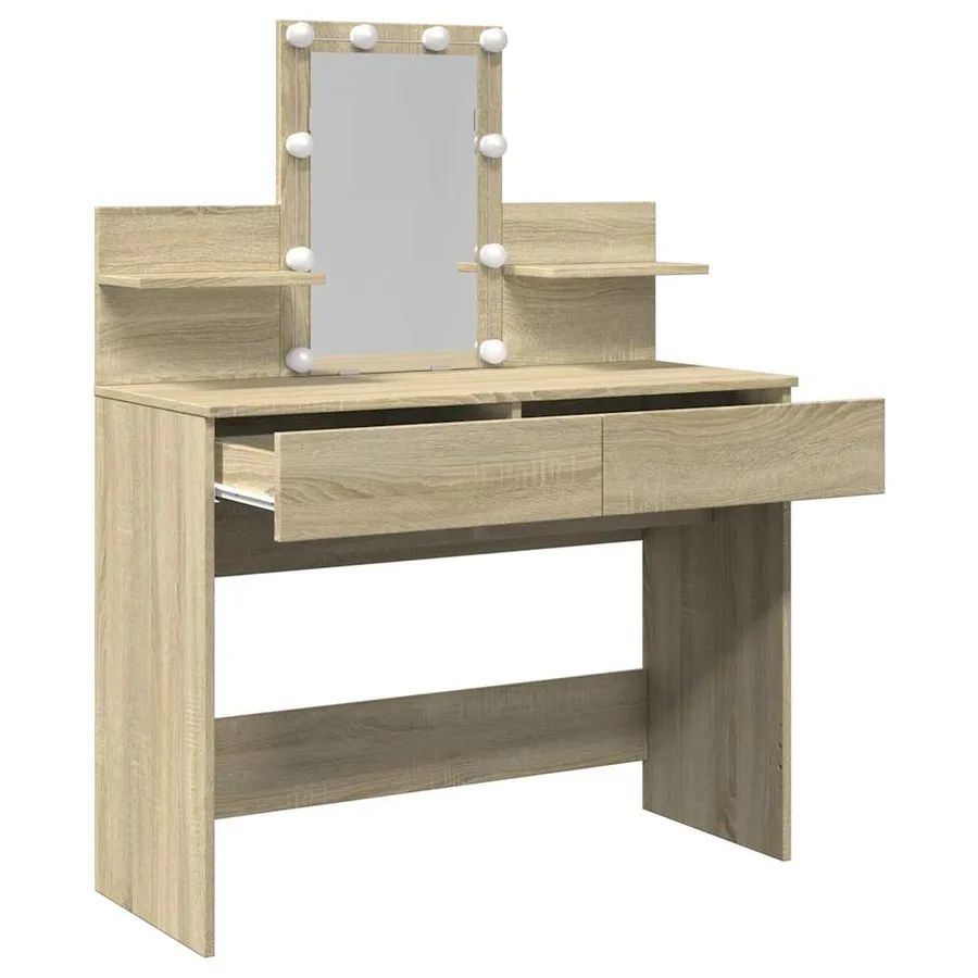 Coiffeuse avec LED chêne sonoma 100x40x130 cm - 9