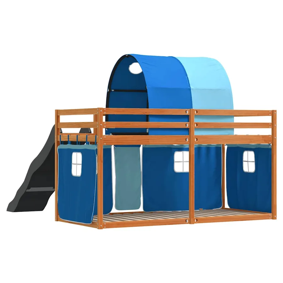 Lit superposé sans matelas avec toboggan et rideaux 90x200 cm - 10