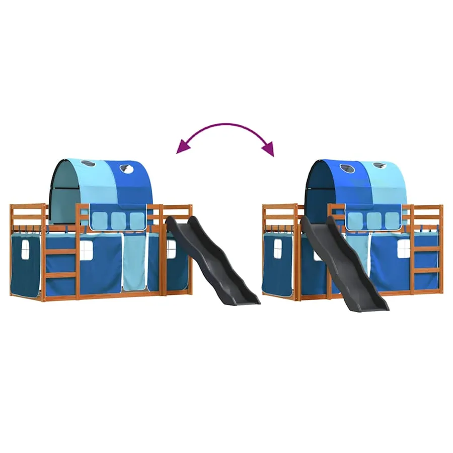 Lit superposé sans matelas avec toboggan et rideaux 90x200 cm - 11