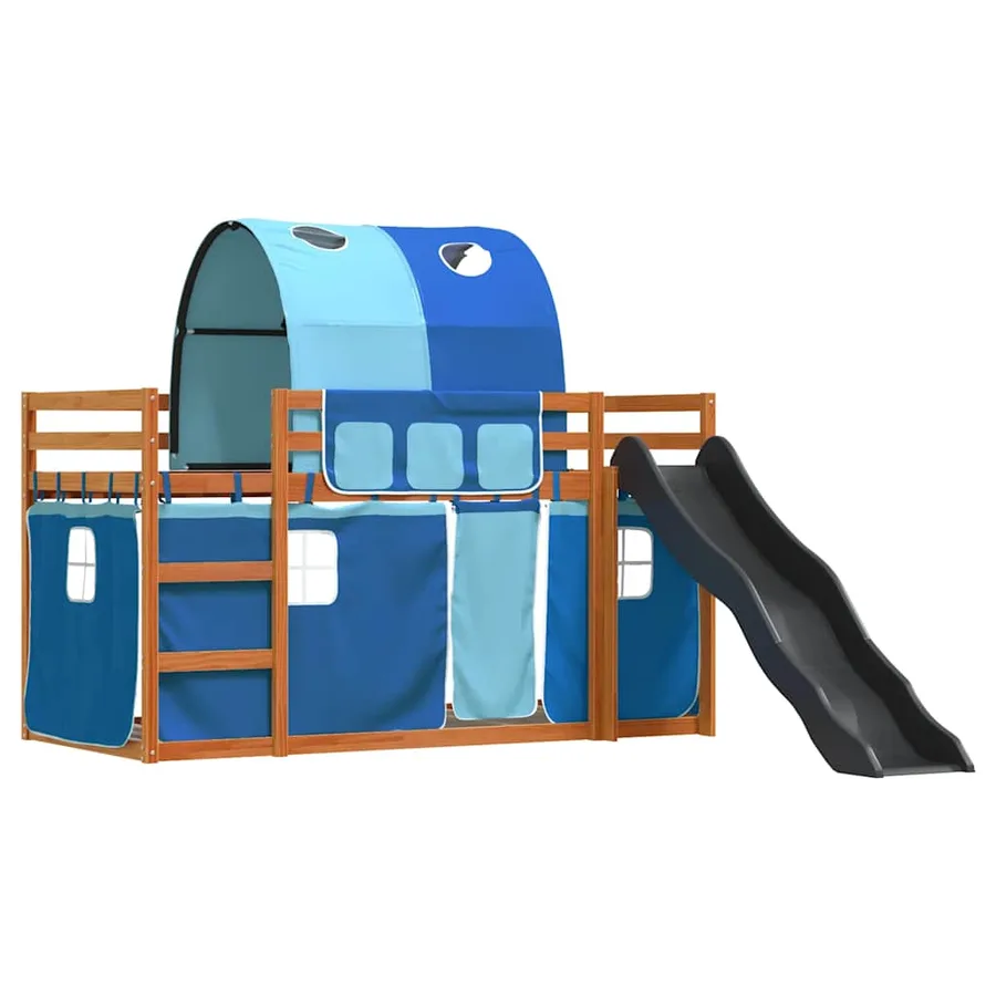 Lit superposé sans matelas avec toboggan et rideaux 90x200 cm - 3